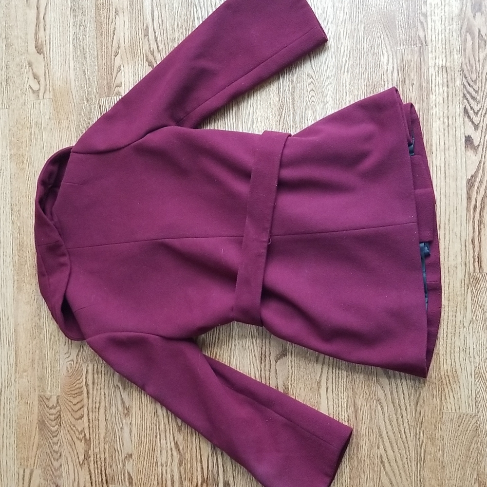 (6) Cleo Petites Thick Burgundy Jacket β€ Fall β€ Viscose Blend β€ Trench Cozy - Picture 10 of 10